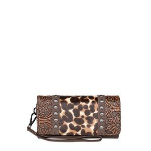 TR153-W002 Trinity Ranch Tooled Collection Wallet COLOR BROWN/LEOPARD